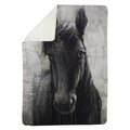 Begin Home Decor 60 x 80 in. Black Horse-Sherpa Fleece Blanket 5545-6080-AN143